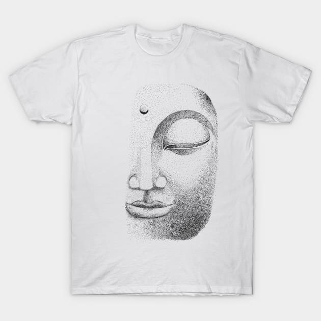 Hand drawn Buddha Face using dotwork T-Shirt by jitkaegressy